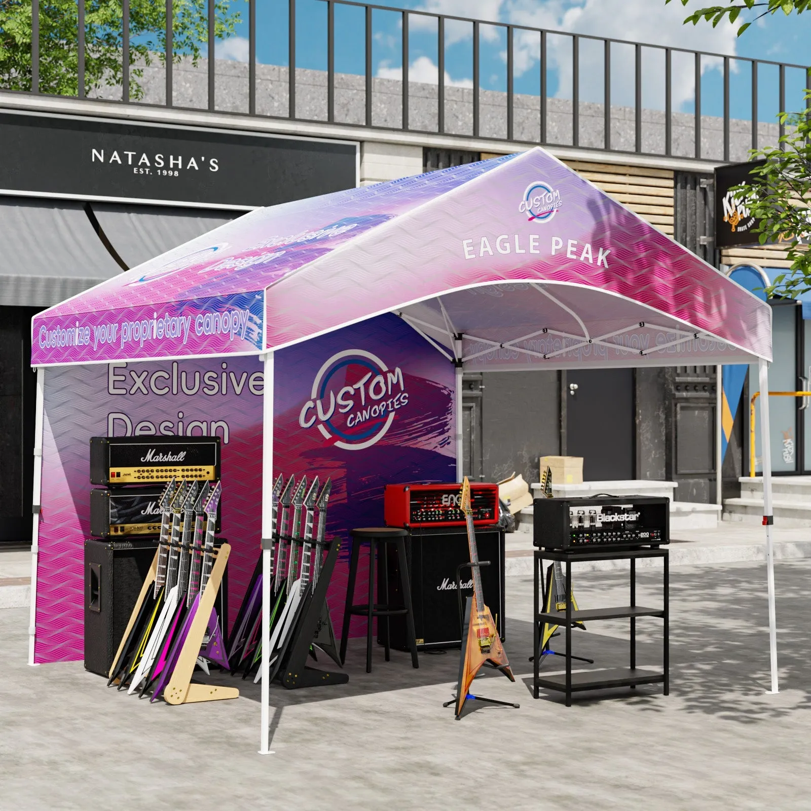 10x10 Alps Custom Commercial Canopy with 1 Wall Panel and Gable Roof, Pop Up Custom Canopy Tent with Logo