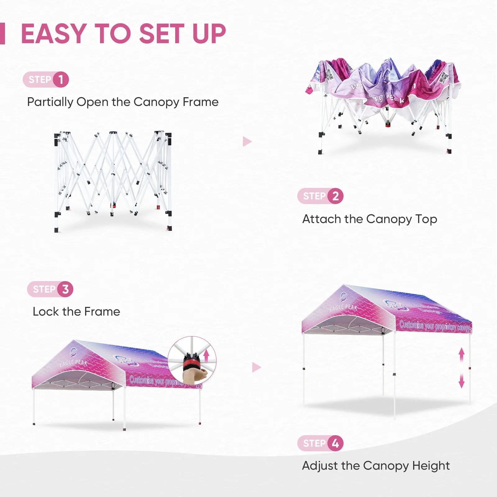 10x10 Alps Custom Commercial Canopy with 1 Wall Panel and Gable Roof, Pop Up Custom Canopy Tent with Logo