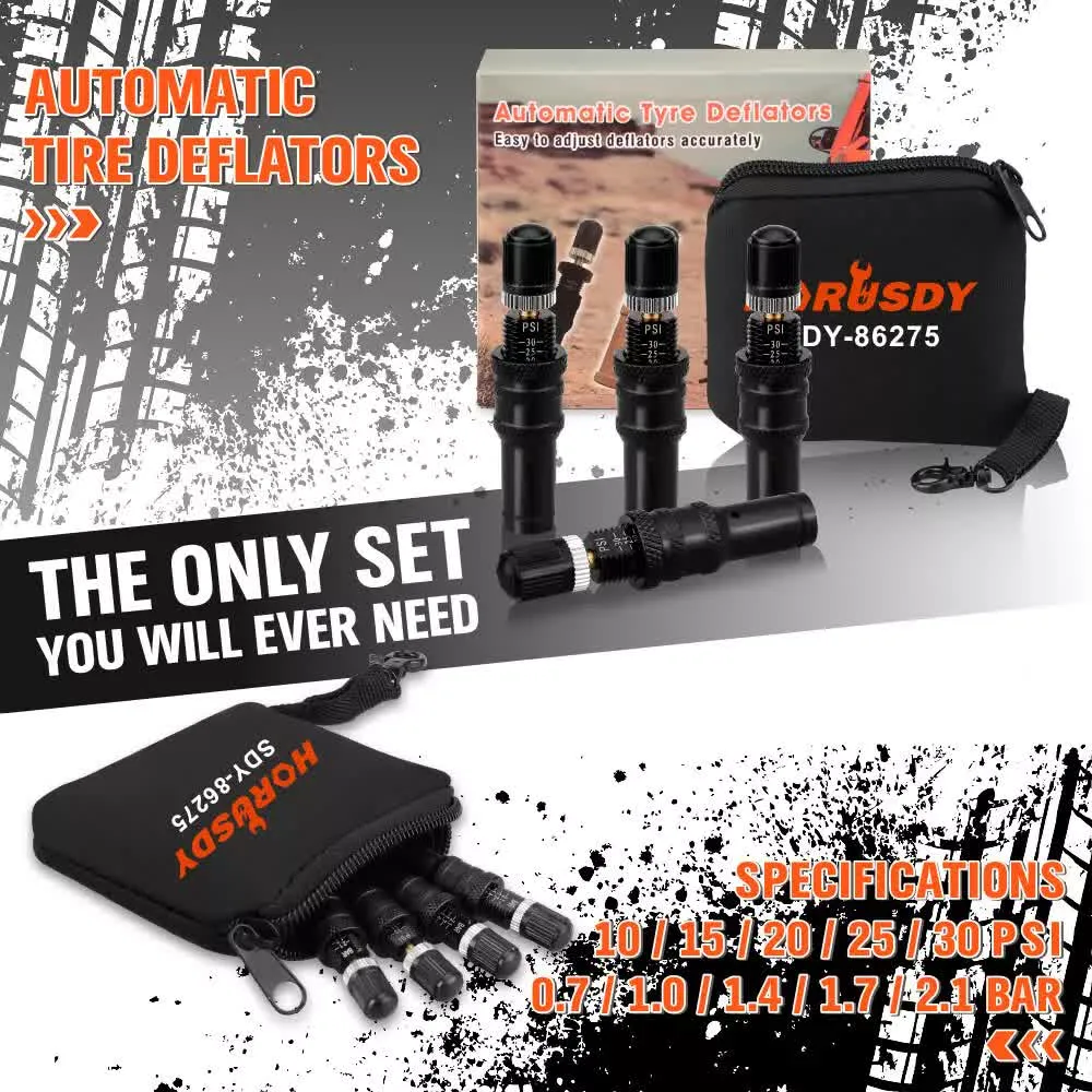 4-Piece Tyre Deflators | Air Deflator Tire Valve Core Tool | 10-30 PSI | Portable 4x4 AU