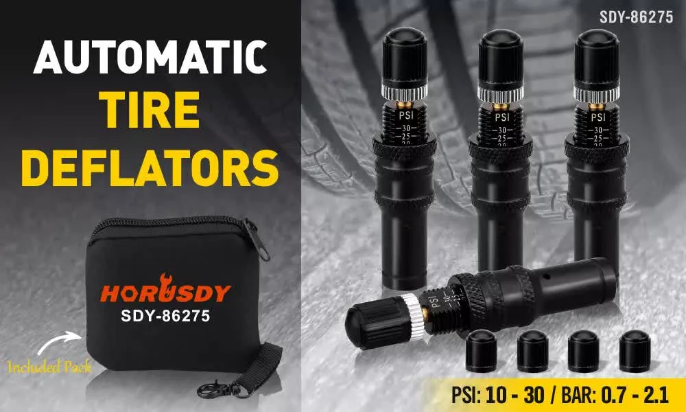 4-Piece Tyre Deflators | Air Deflator Tire Valve Core Tool | 10-30 PSI | Portable 4x4 AU