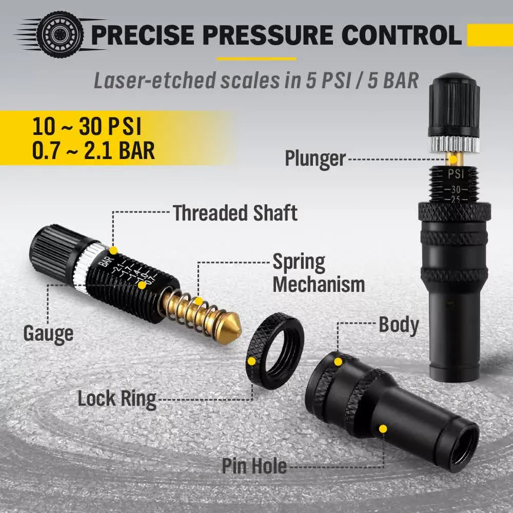 4-Piece Tyre Deflators | Air Deflator Tire Valve Core Tool | 10-30 PSI | Portable 4x4 AU