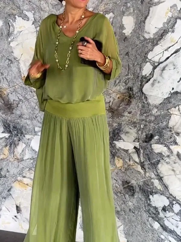  50% korting op de lente Elegante losse tweedelige chiffon set