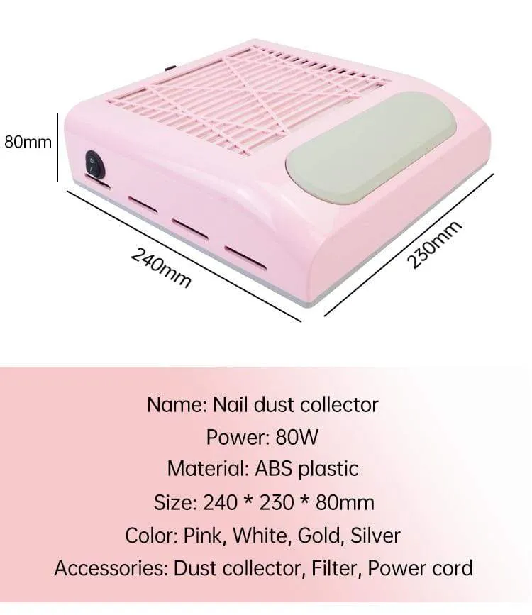 80W Nail Dust Collector Fan Vacuum Cleaner Manicure Machine Tools With Filter Strong Power Nail Art Tool Nail Vacuum Cleaner