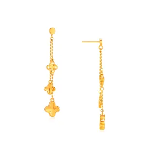 916 Gold Glamorous Clover Tassels Earrings