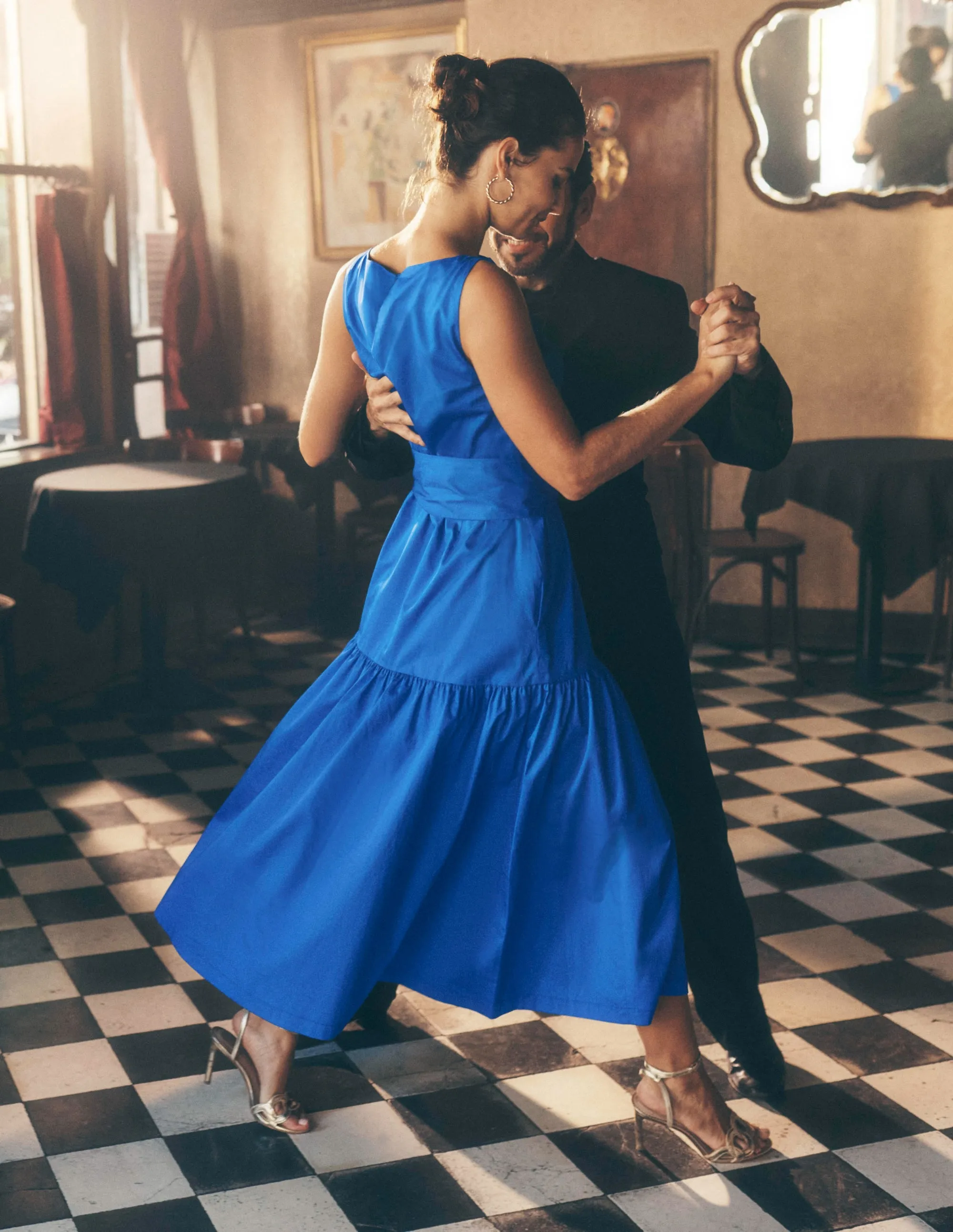 Deep Tier Fit & Flare Dress-Kingfisher Blue