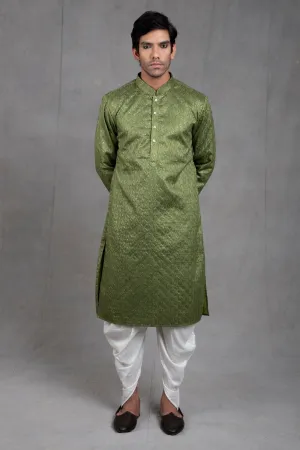 Fern Green Chikan Kurta-Harrom Set