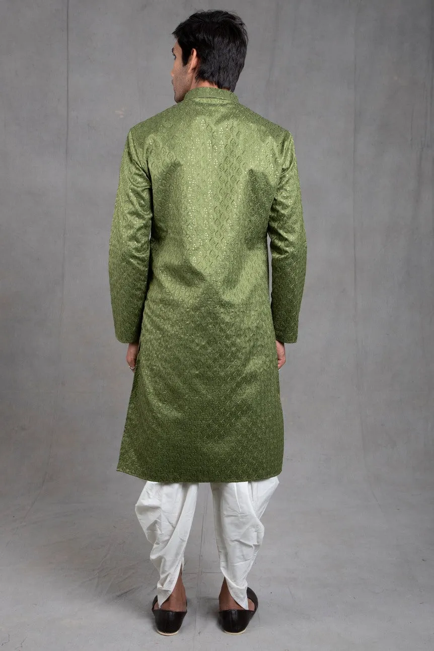 Fern Green Chikan Kurta-Harrom Set