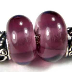 Handmade Large Hole Lampwork Beads, Glass Charm Light Amethyst Purple