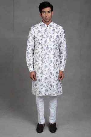 Ivory Floral Kurta-Churidar Set