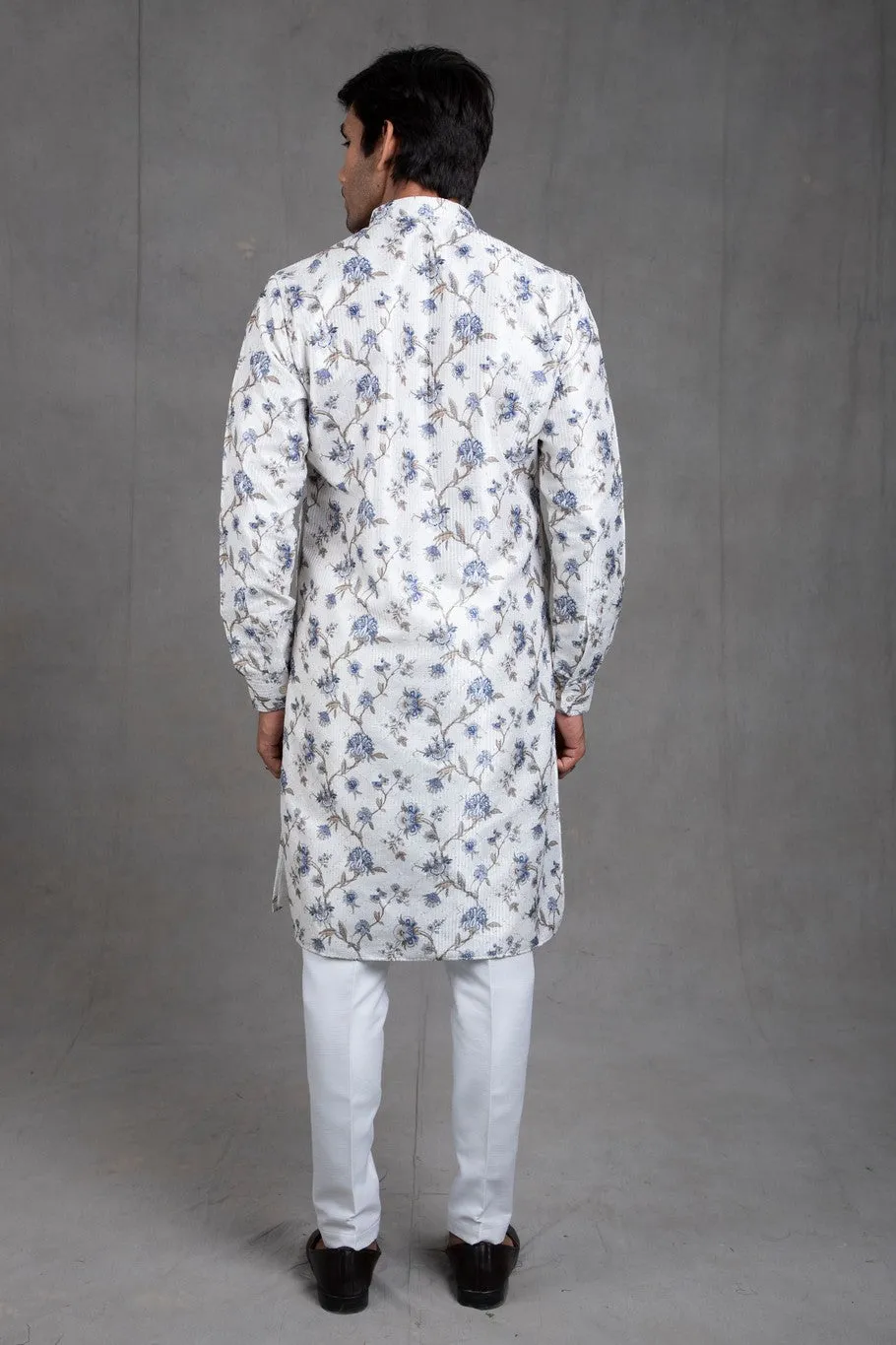 Ivory Floral Kurta-Churidar Set