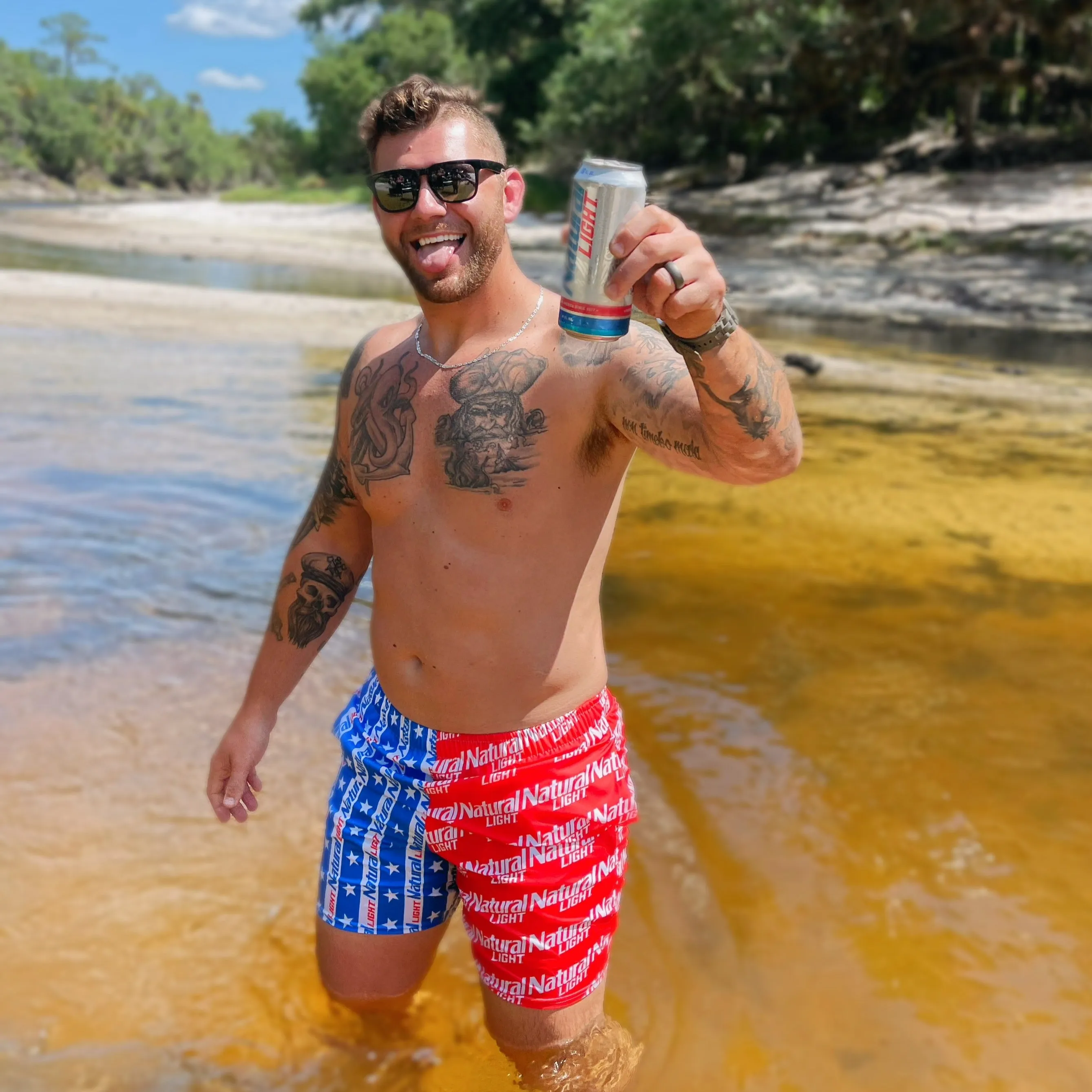 Natural Light USA Swim Trunks