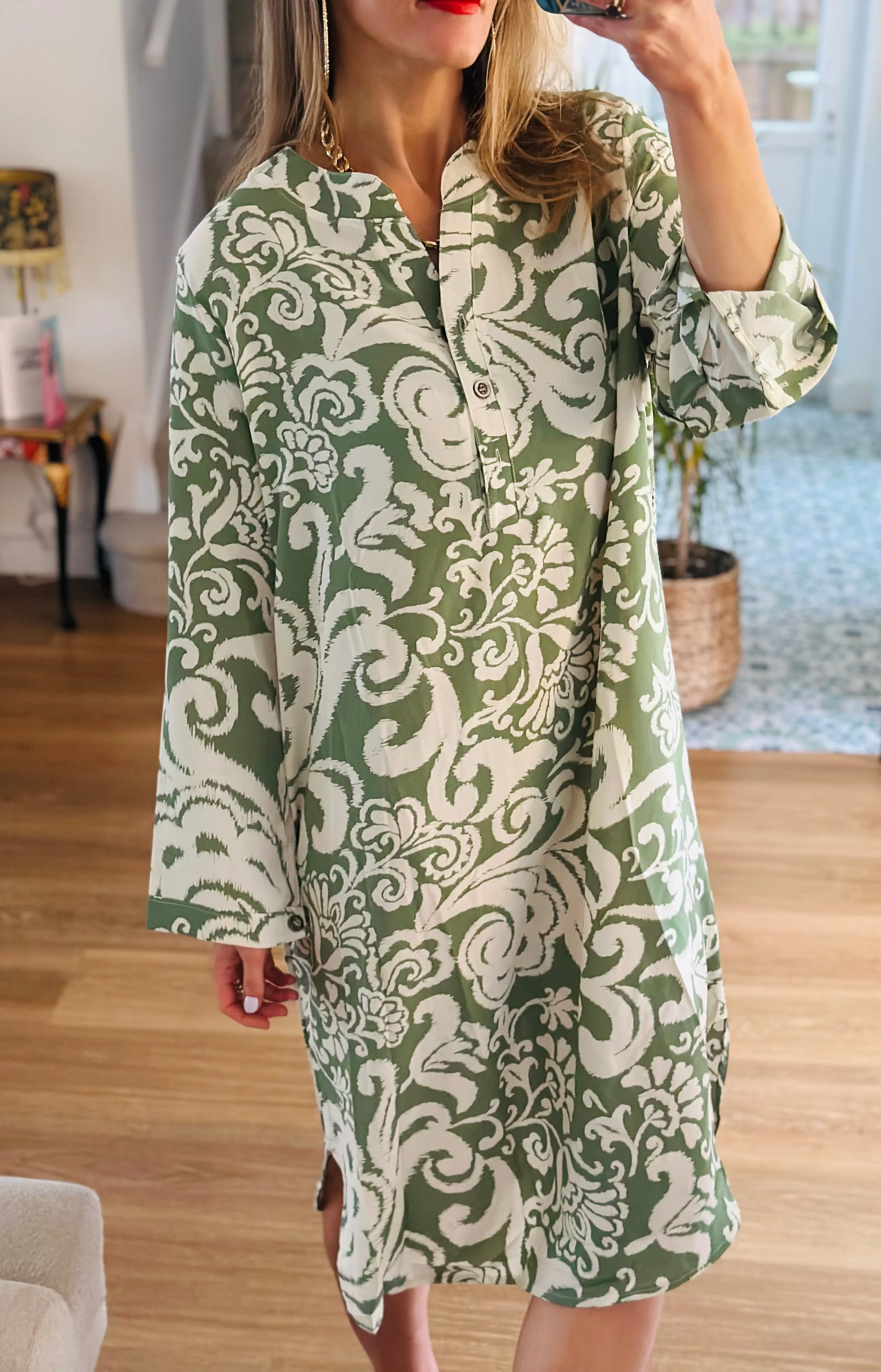 Patterned Tunic in Green