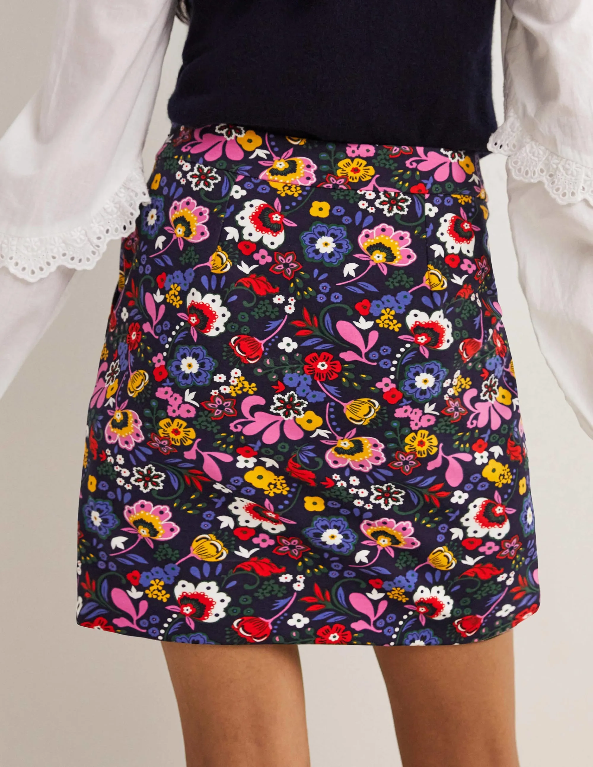 Ponte A-line Mini Skirt-Navy, Pretty Paradise