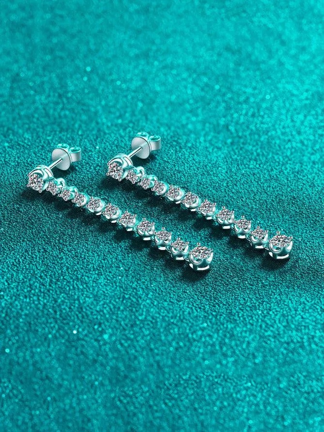 RSE 109 Elegance Redefined Moissanite Geometric Dainty Long Drop Earring