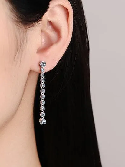 RSE 109 Elegance Redefined Moissanite Geometric Dainty Long Drop Earring