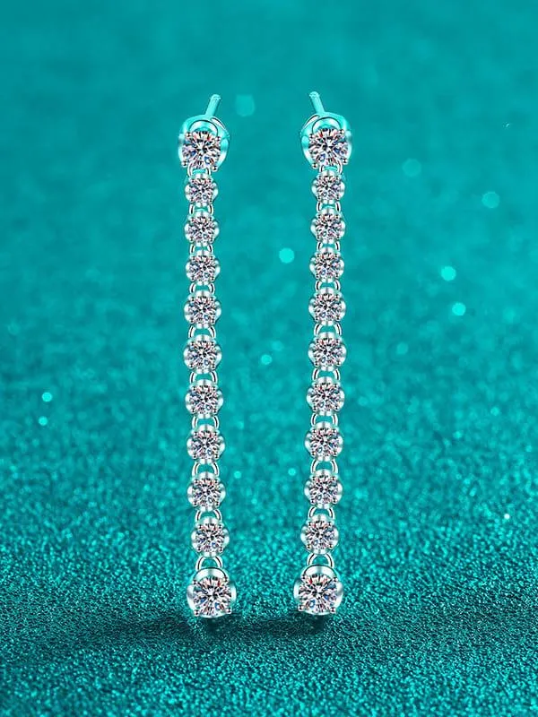 RSE 109 Elegance Redefined Moissanite Geometric Dainty Long Drop Earring